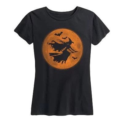 Женская футболка Harvest Moon Witch с коротким рукавом и графическим рисунком, черная