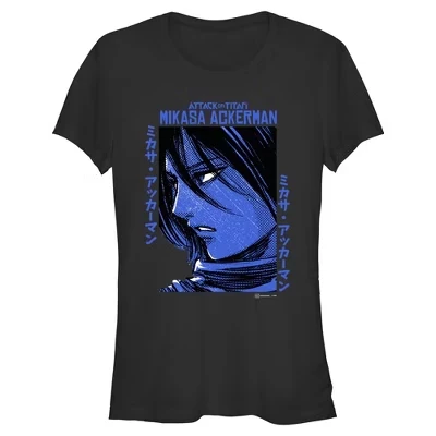 Женская синяя футболка Mikasa Ackerman для юниоров черная