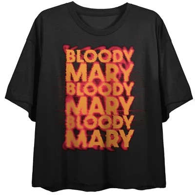 Женский черный укороченный топ с круглым вырезом и коротким рукавом Bloody Mary черный
