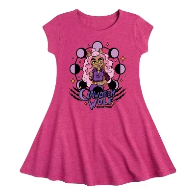 Графичное платье цвета Хизер фуксия с коротким рукавом Clawdeen Wolf Fit & Flair