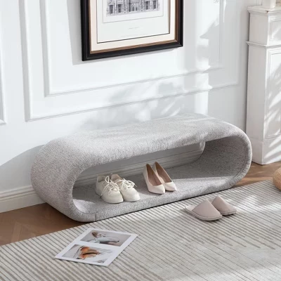 Банкетка ModernLuxe из шенилла, светло-коричневая