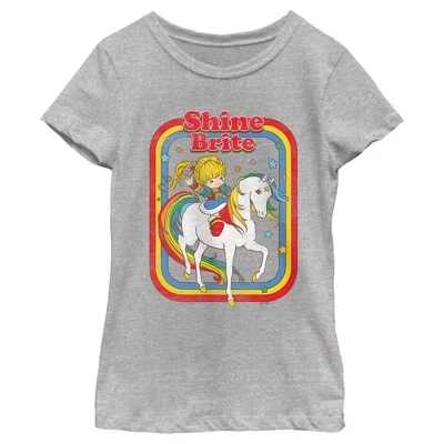 Футболка для девочек Rainbow Brite «Сияй», серый меланж