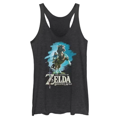 Женская футболка Legend of Zelda Breath of the Wild Link Epona Racerback черного цвета