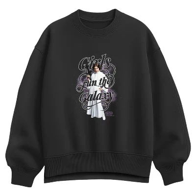 Женская толстовка Girls Run the Galaxy Oversize из флиса черного цвета