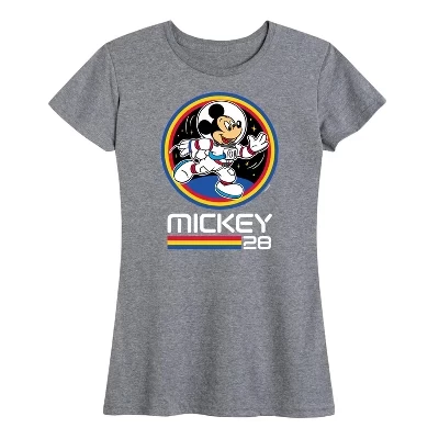 Женская футболка с графическим изображением космического значка Mickey 28 с коротким рукавом серого цвета