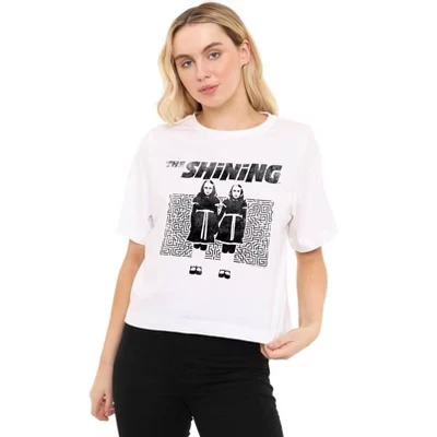 Женская укороченная футболка Twins Maze квадратного сечения белого цвета