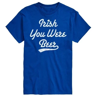 Мужская футболка с коротким рукавом Irish You Were Beer и рисунком королевского синего цвета
