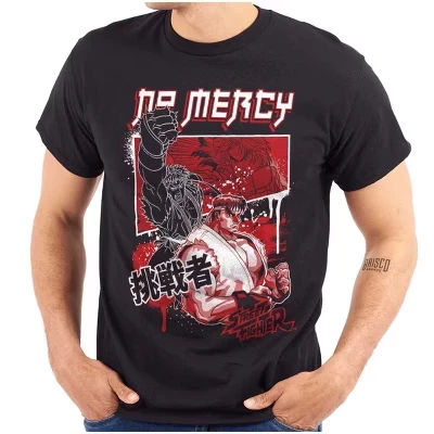 Мужская графическая футболка с иероглифами Street Fighter No Mercy Ryu, лицензированные футболки