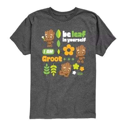 Boys' - Guardians Of The Galaxy - Groot Grid Short Sleeve Graphic T-Shirt heather charcoal