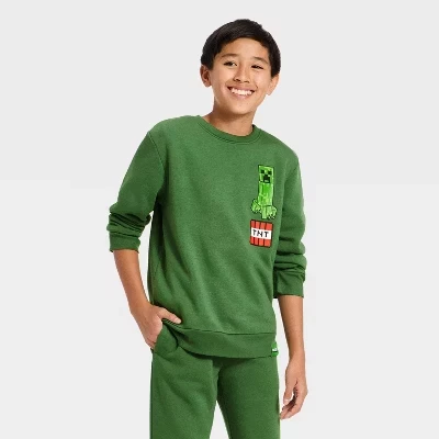 Толстовка Minecraft Creeper для мальчиков, зелёная