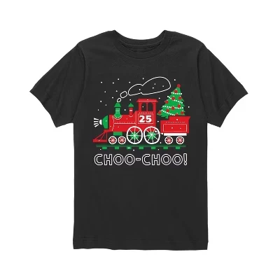 Футболка с коротким рукавом и графическим рисунком Choo Choo Christmas Train черного цвета
