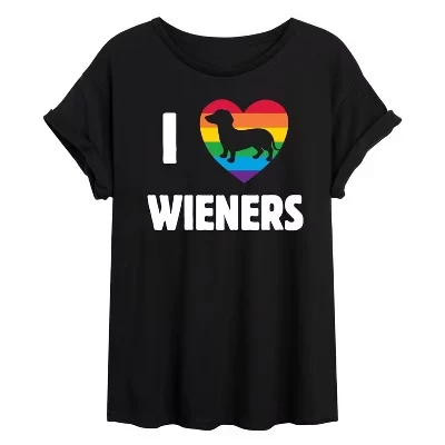 Женская футболка с объемным рисунком Love Wieners, черная