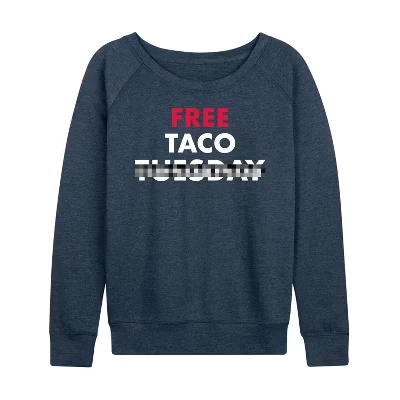 Женская футболка Taco Tuesday с широким вырезом и длинными рукавами, легкая французская махровая рубашка с принтом heather indigo, бесплатная доставка по всему миру.