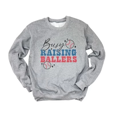 Женская толстовка с графическим принтом Busy Raising Ballers Baseball красочного графита