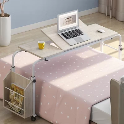 Прикроватный столик на колесиках- Тележка для ноутбука, Регулируемая по высоте (24