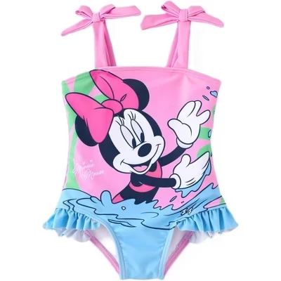 Детский слитный купальник Mickey Mouse с рюшей, розовый