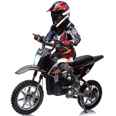 36V Kids Ride On Dirt Bike, Электрический внедорожный мотоцикл с мотором мощностью 500 Вт, высокая скорость до 15,5 миль в час, Максимальная нагрузка 175 фунтов, Светодиодная подсветка черного цвета