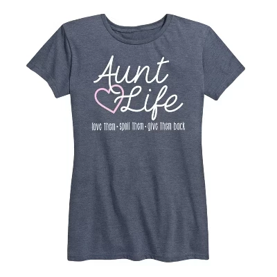Женская футболка Instant Message Aunt Life, голубой меланж