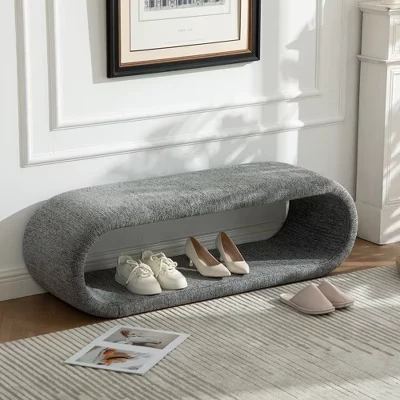Банкетка ModernLuxe из шенилла, серая