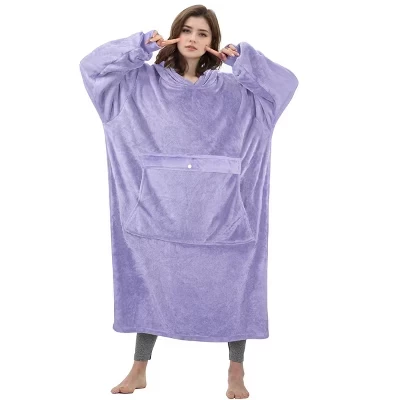 Женская толстовка с капюшоном Oversize Blanket на все тело, удлиненный флисовый пуловер, подарок для женщин, жены, подруги лаванды