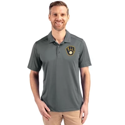Мужская поло Cutter & Buck Prospect Eco с логотипом Milwaukee Brewers, серая