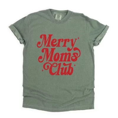 Merry Mom's Club Distressed - Женская одежда, окрашенная футболка с рисунком moss
