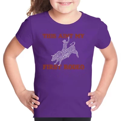 Футболка Girl's Word Art - Это не первое мое Родео фиолетового цвета.
