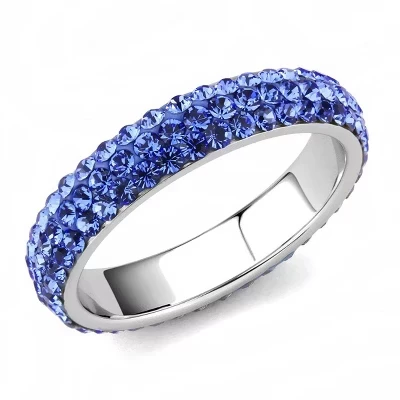 Женское кольцо SlickBlue из стали, кристаллы, сапфир