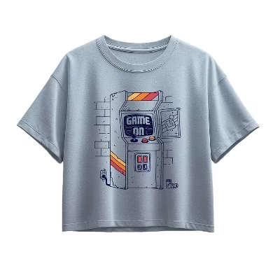 Arcade Scene Short Sleeve Boxy Graphic T-Shirt blue