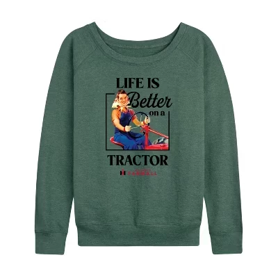 Женская рубашка - - Life Is Better On A Tractor Легкая махровая рубашка с широким вырезом и длинными рукавами с рисунком heather juniper