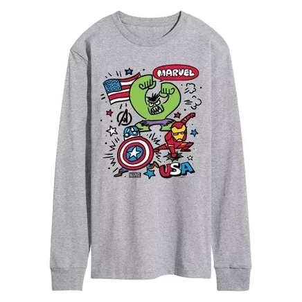 Мужской лонгслив Marvel Avengers USA Sketch, серый