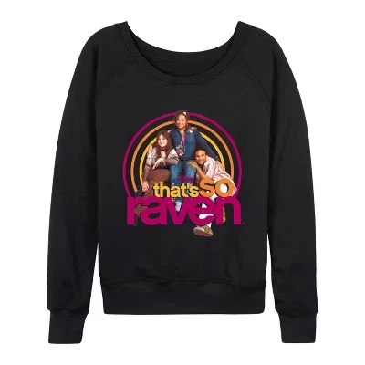 Women's -  - Characters Lightweight French Terry Wide Neck Long Sleeve Graphic Shirt black