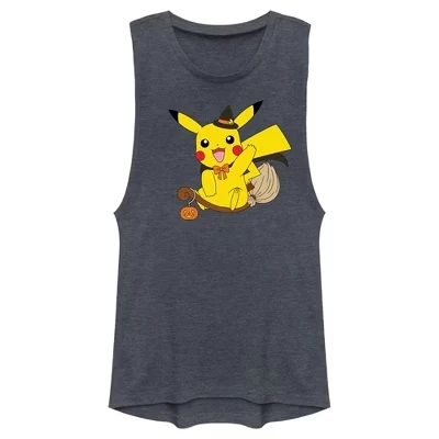 Молодежная женская футболка Muscle Tee для фестиваля костюмов ведьмы Пикачу на Хэллоуин среди юниоров