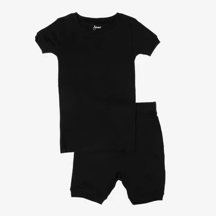 Детская однотонная короткая пижама из хлопка Leveret Kids, состоящая из двух частей, черного цвета