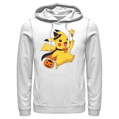 Мужская толстовка с капюшоном Halloween Pikachu Wizard Pull Over белого цвета