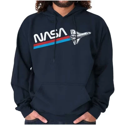 NASA Worm с логотипом American Space Shuttle Толстовка с капюшоном Женская мужская лицензионная белая