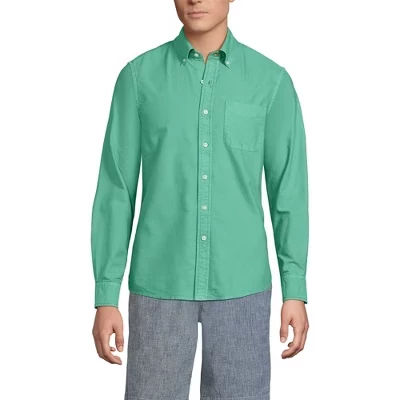 Мужская рубашка Lands' End Sail Rigger Oxford, зеленая