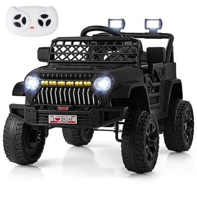 Детский электромобиль costway 12V с пультом, 3 скорости, черный