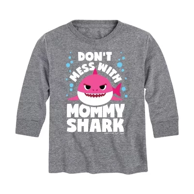 Не связывайтесь с графической футболкой Mama Shark с длинным рукавом athletic heather