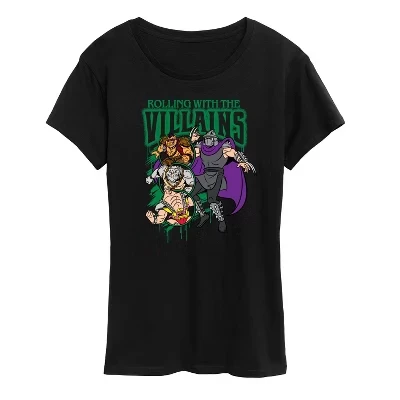 Женская футболка TMNT с принтом Villains, черная