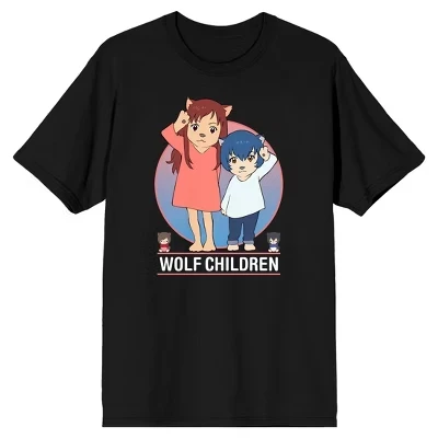 Унисекс-футболка Wolf Children Yuki и Ame, черная