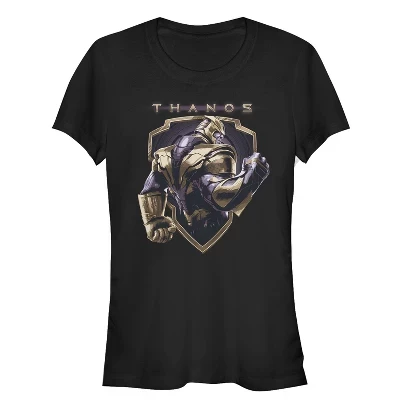 Женская футболка Avengers: Endgame Thanos Classic Shield для юниорок, черная