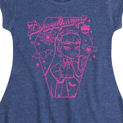 Графичное платье с коротким рукавом Draculara Pink Fit & Flair heather темно-синего цвета