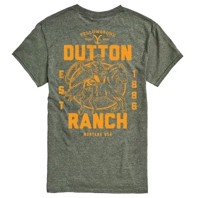 Мужская футболка торговой марки Dutton Ranch с коротким рукавом и рисунком зеленого цвета