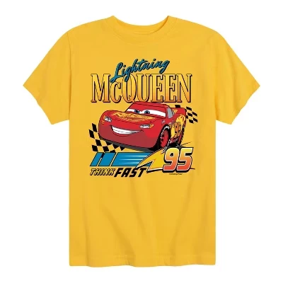 Футболка с коротким рукавом и графическим рисунком Lightning McQueen Think Fast желтого цвета