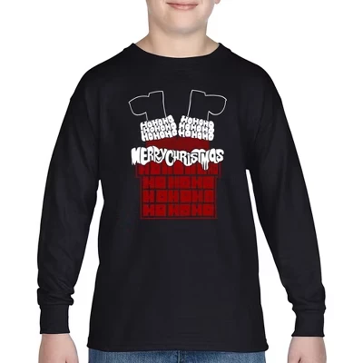 Футболка с длинным рукавом Chimney Santa - Boy's Word Art черного цвета