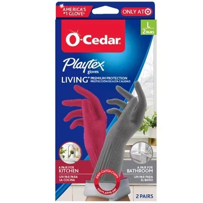 Перчатки O-Cedar Living Gloves, 2 пары, серые и бордовые