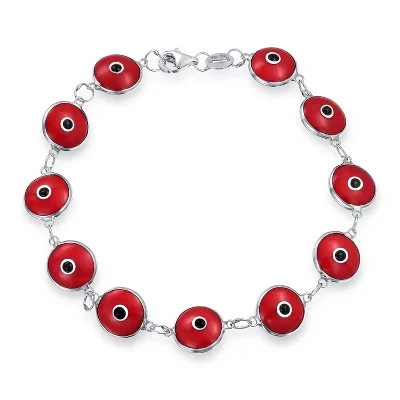 Браслет Bling Jewelry Evil Eye, серебро, красный