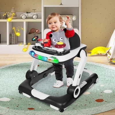 Детские ходунки Kinder King 5-в-1, музыка и свет, черные