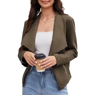 Женская куртка Yesfashion из экозамши, зеленая